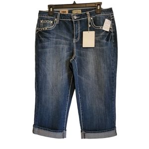 NWT EARL CROPPED JEANS CUFFED HEM LIGHTLY DISTRESSED SIZE 12